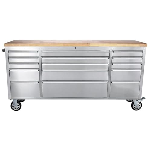 GarveeTech 72" Rolling Chest and Workbench, 15 Drawers