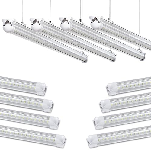 Skymoatled 8 ft Shop Light, 15,500 lm, 100W, 8-Pack