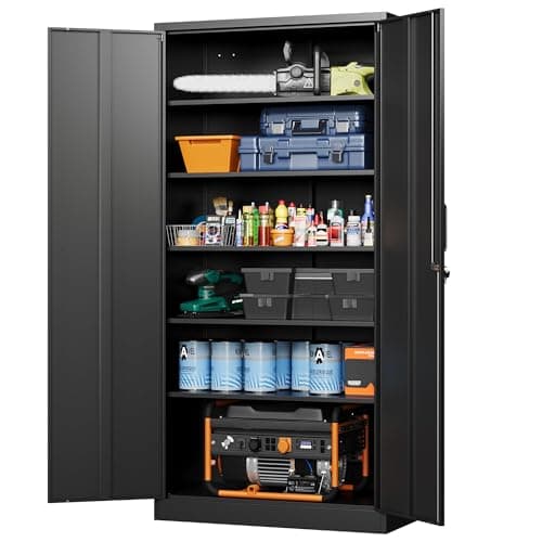 Letaya 72 in. Steel Cabinet, 5 Shelves