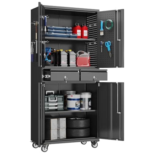 GangMei 71" Rolling Cabinet with Pegboard (WH-ZED-B)