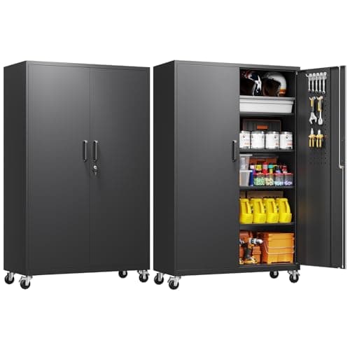 Yizosh 71" Rolling Steel Cabinet, 180 lb Shelves