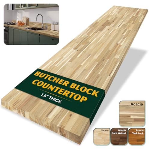 Howizz Acacia Butcher Block, 96 x 25 x 1.5 in.