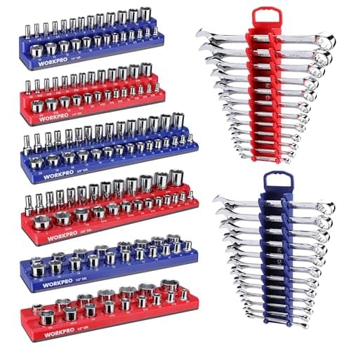 WORKPRO 8-Piece Magnetic Socket and Wrench Organizer Set (W004738)