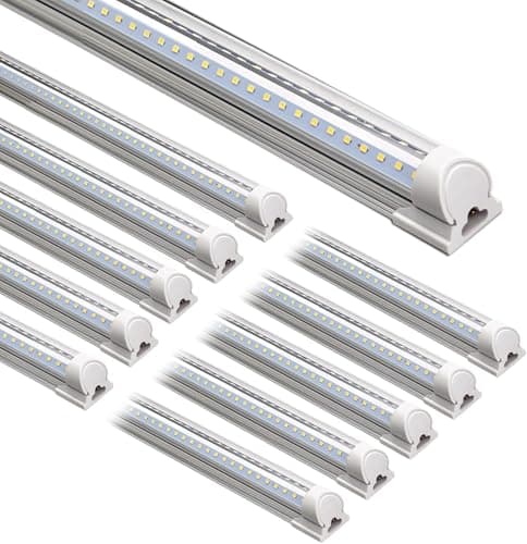 Barrina T8 8 ft Shop Light, 10,000 lm, 72W, 10-Pack