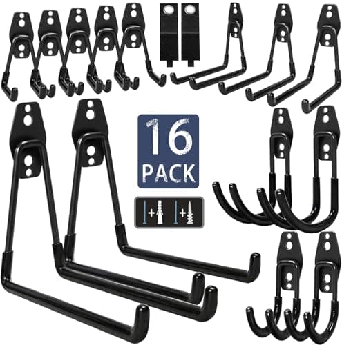 KOFANI Steel Garage Hooks, 16-Pack, 5 Sizes