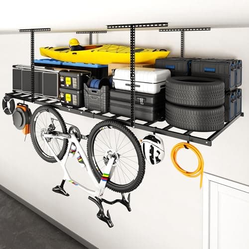 FLEXIMOUNTS 4x8 ft Overhead Rack with 6 Hooks